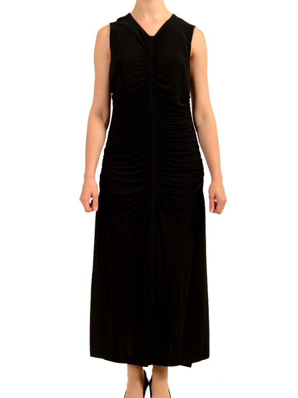 Hugo Boss Women's "Elamo" Ruffled Stretch Midi Dress US L IT 44